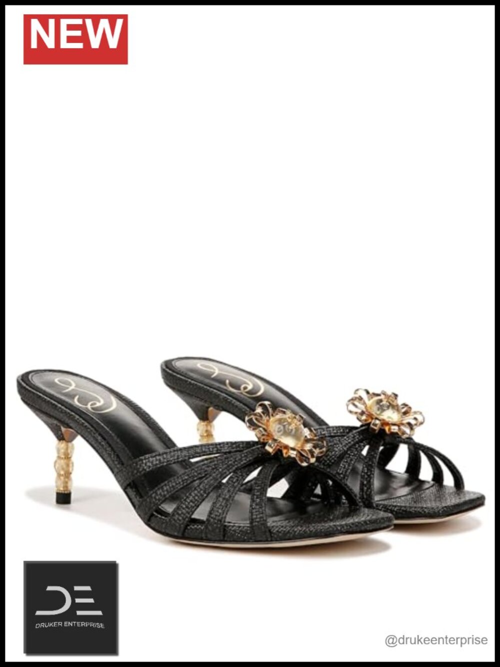 Sam Edelman Posey Kitten Heel Slingback Sandals Beaded Floral Fashion Dressy